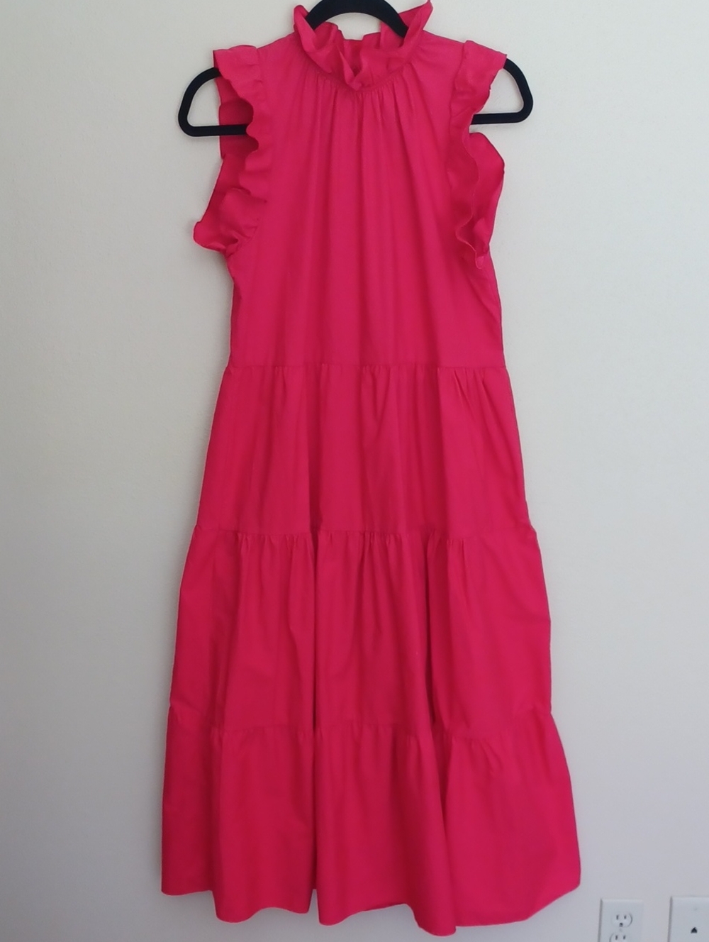 Chepe Italy Ansaldo Tiered Ruffle Neck Maxi Dress SZ XL Red Flowy Feminine